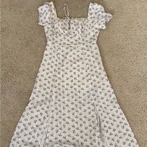 Rihoas short sleeve floral ruched midi dress